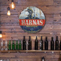 Round Metal Wall Sign, Vintage Distressed Beer Label Art Plaque for Bar, Kitchen, and Man Cave Decor