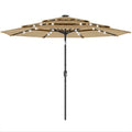 Tan three-tier solar LED patio umbrella