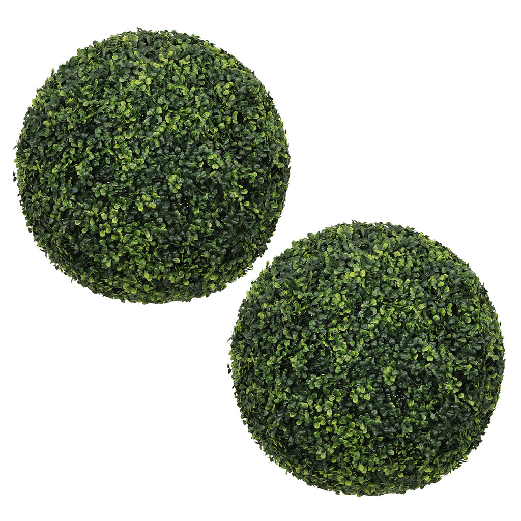 Artificial Topiary Balls 18.5 in Faux Boxwood Spheres, Set of 2, Green Outdoor Porch Patio Planter Decor