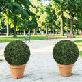Artificial Topiary Balls 18.5 in Faux Boxwood Spheres, Set of 2, Green Outdoor Porch Patio Planter Decor