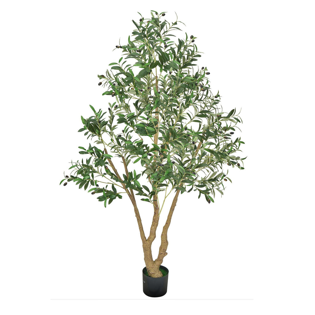 6 ft Artificial Olive Tree With Black Pot, Tall Faux Plant for Home and Office Decor, Green