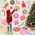 Christmas Candy Wall Stickers, 8 Sheets Peppermint Candyland Decals With Candy Canes and Gingerbread Cutouts