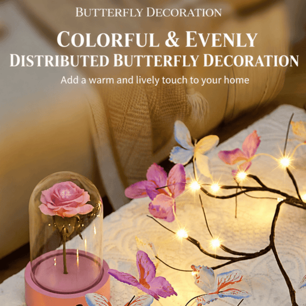Butterfly Vine Wall Lights, 144 LED Lighted Willow Branch Garland With Remote, Bendable Indoor Fairy Light Decor for Bedroom and Living Room