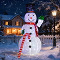 Lighted Snowman Christmas Yard Decoration, 5.7 Ft Pre-Lit Pull Up Snowman With 210 White LEDs, Top Hat, Red Scarf and Candy Cane
