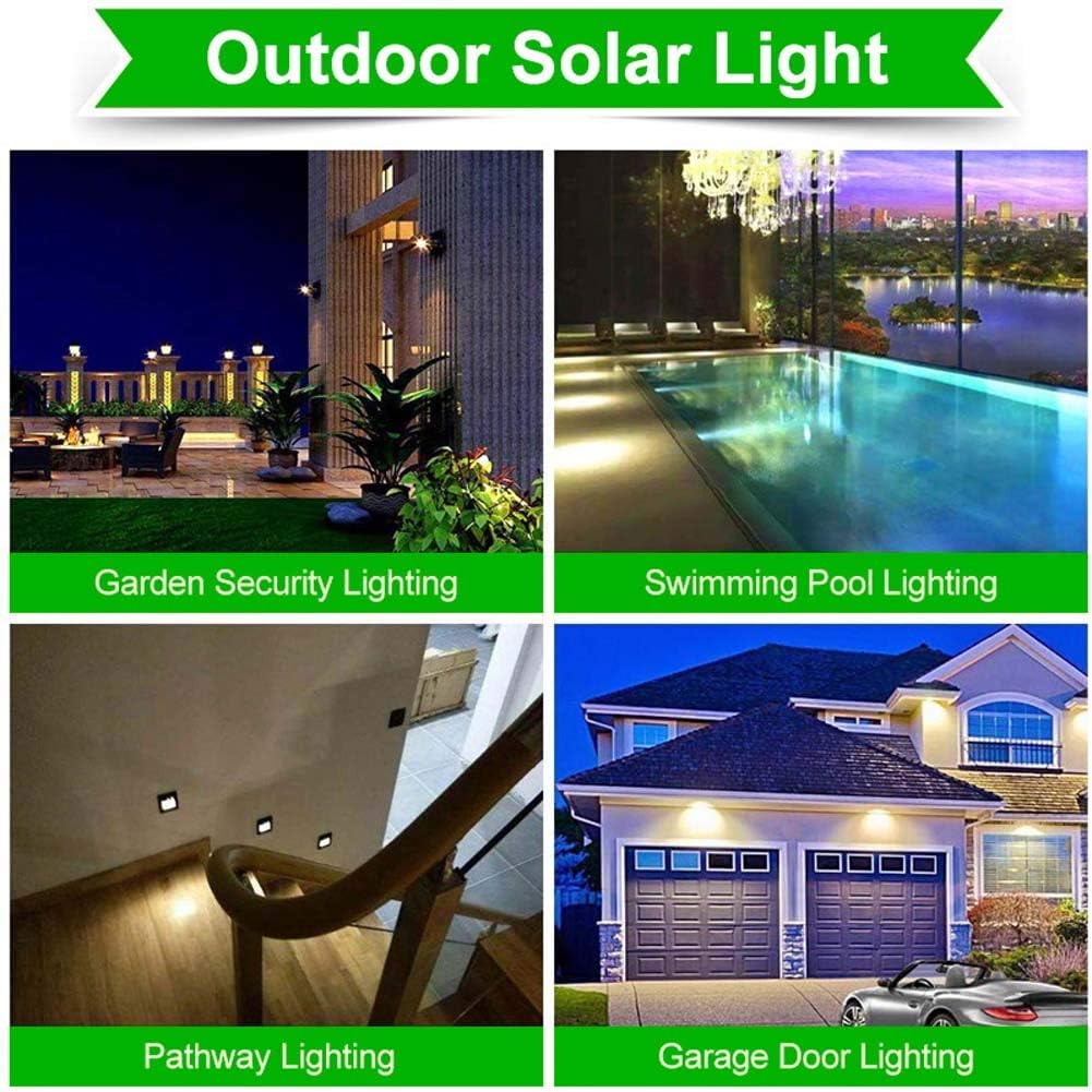 Solar Motion Sensor Outdoor Wall Lights, 100 LED Four-Side Security Light, IP65 Waterproof, 2-Pack