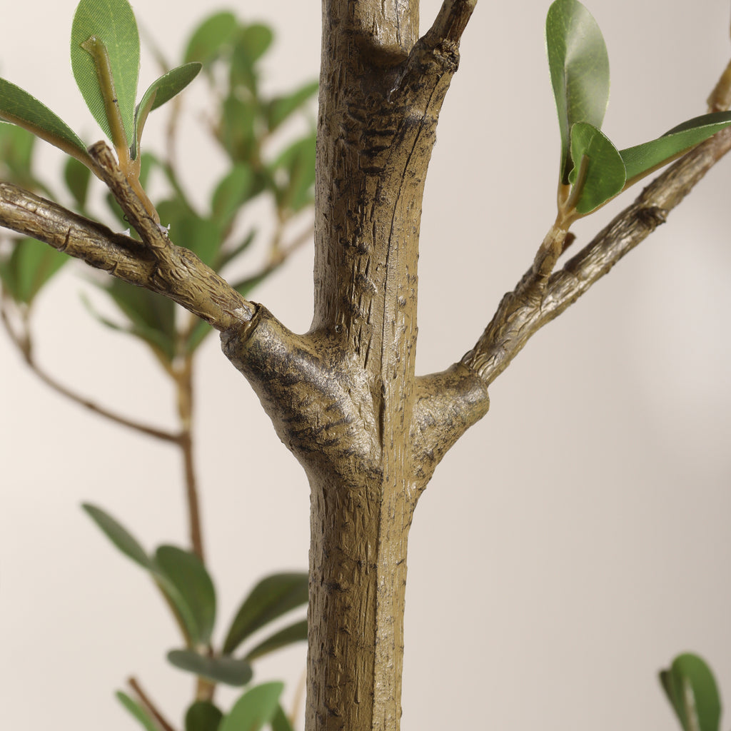 7 Ft Artificial Black Olive Tree with Black Pot, Realistic Tall Faux Plant for Living Room Corner Decor
