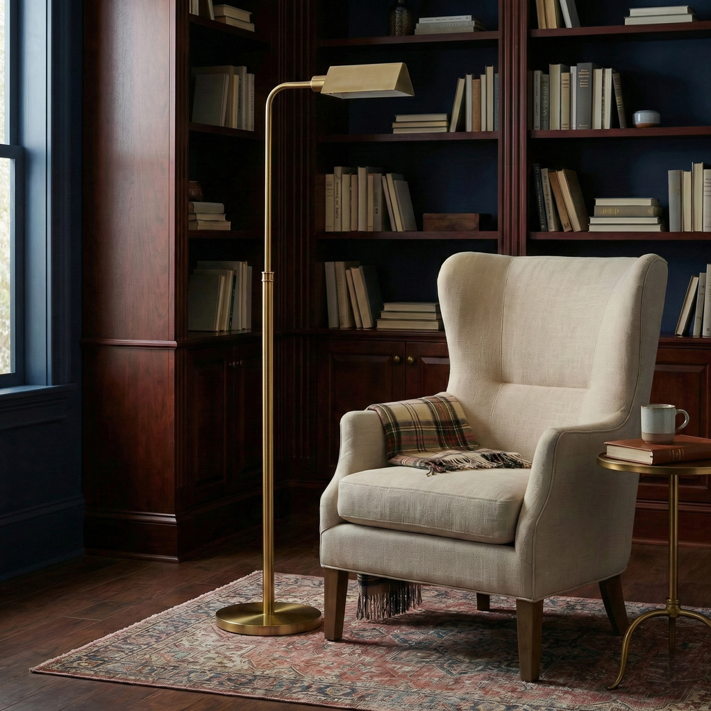 Gold Metal Pharmacy Floor Lamp, 65" Adjustable Reading Light With Foot Switch for Living Room and Bedroom