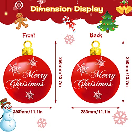 Christmas Ball Yard Signs, 9 Piece Outdoor Ornament Decorations With Stakes and Hanging Cord, Double-Sided PVC