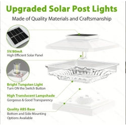 Solar Post Cap Lights, 4 Pack Cool White Outdoor Fence Lights for 4x4, 5x5 and 6x6 Wooden Posts, Waterproof Garden Decor