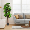 5 Ft Artificial Fiddle Leaf Fig Tree with Black Planter, 180 Green Leaves, Faux Indoor Outdoor Potted Tree