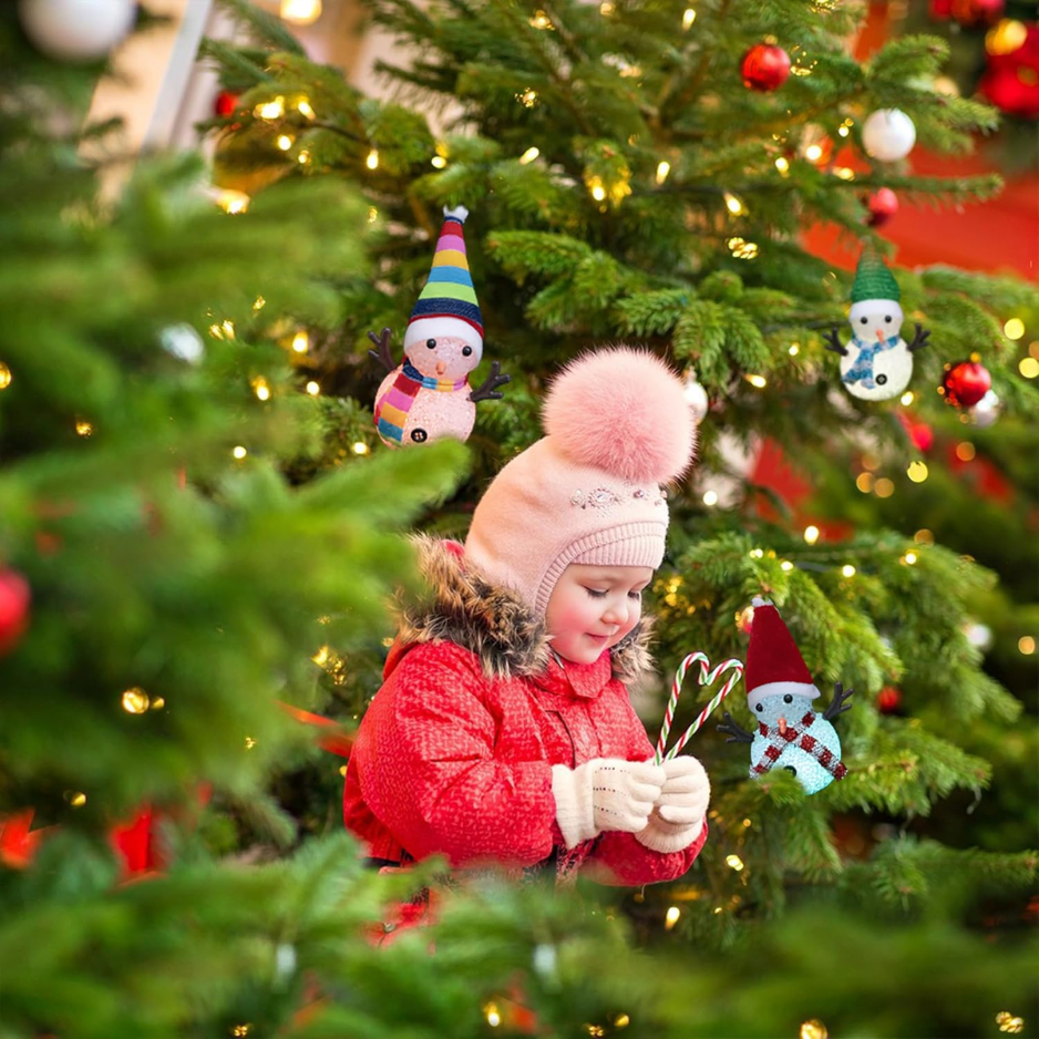 Light Up Snowman Figurines, Set of 3 Color Changing LED Christmas Decorations With Hats and Scarves