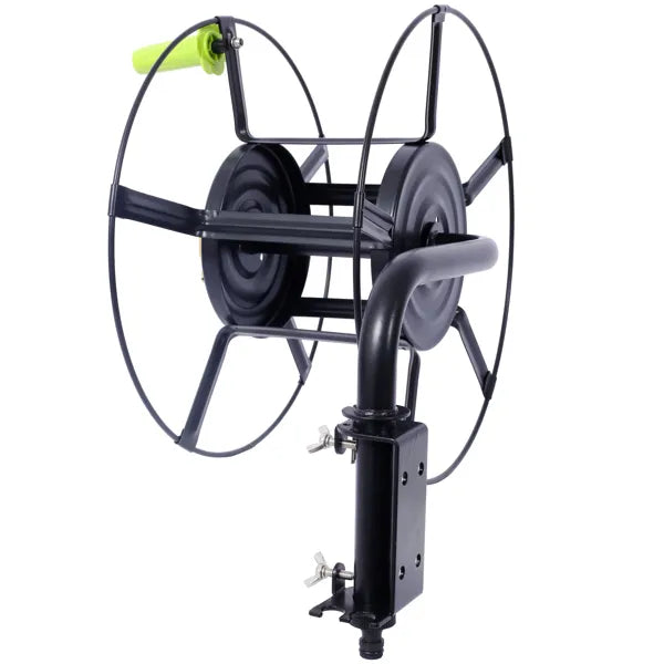 Wall Mount Garden Hose Reel With 180 Degree Swivel, Holds 82 Ft of 5/8 In Hose, Steel Hose Hanger With Quick Connectors