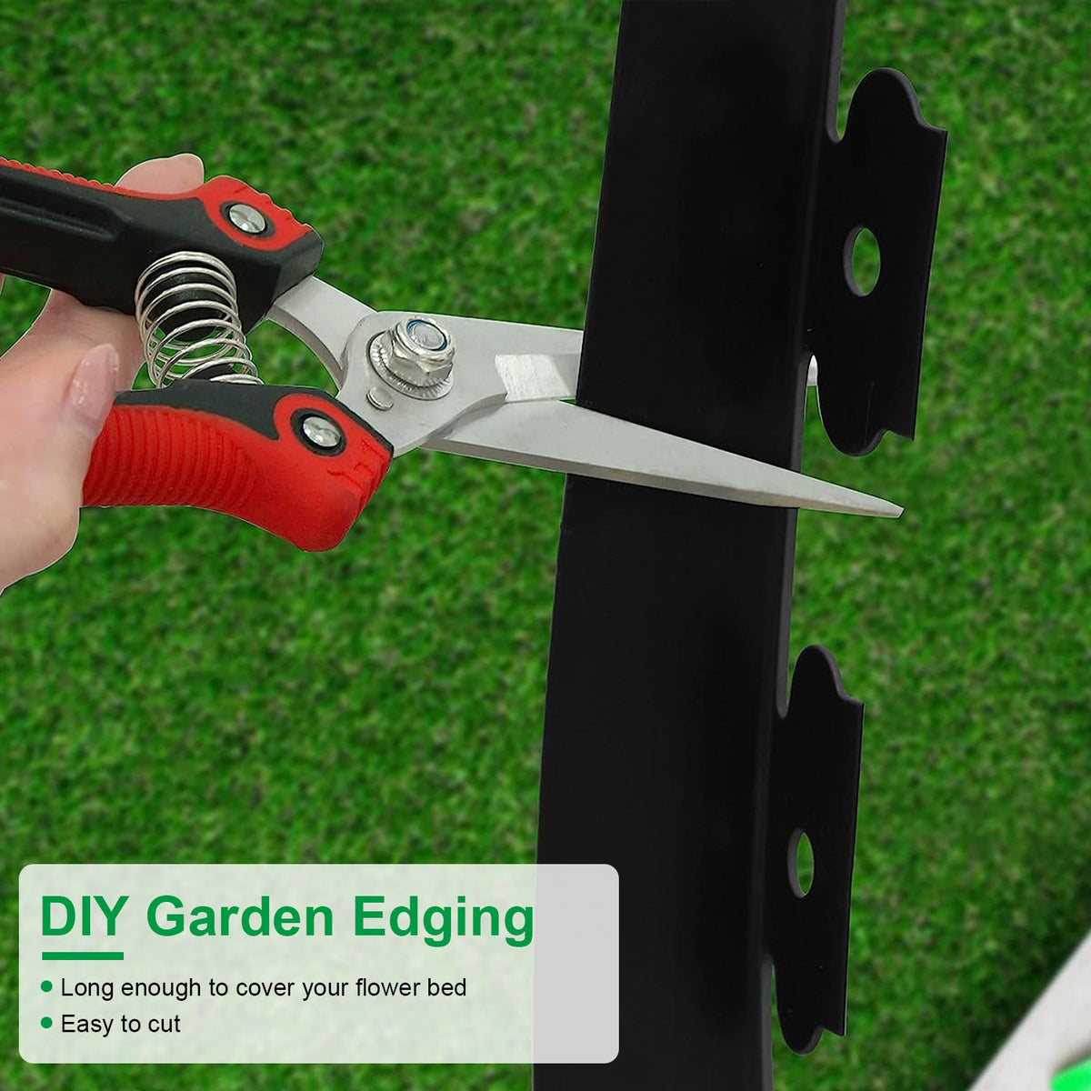 Garden Edging Kit, 32.8 ft Black Plastic Lawn Border With 30 Spikes, 2 in Tall No-Dig Landscape Edging