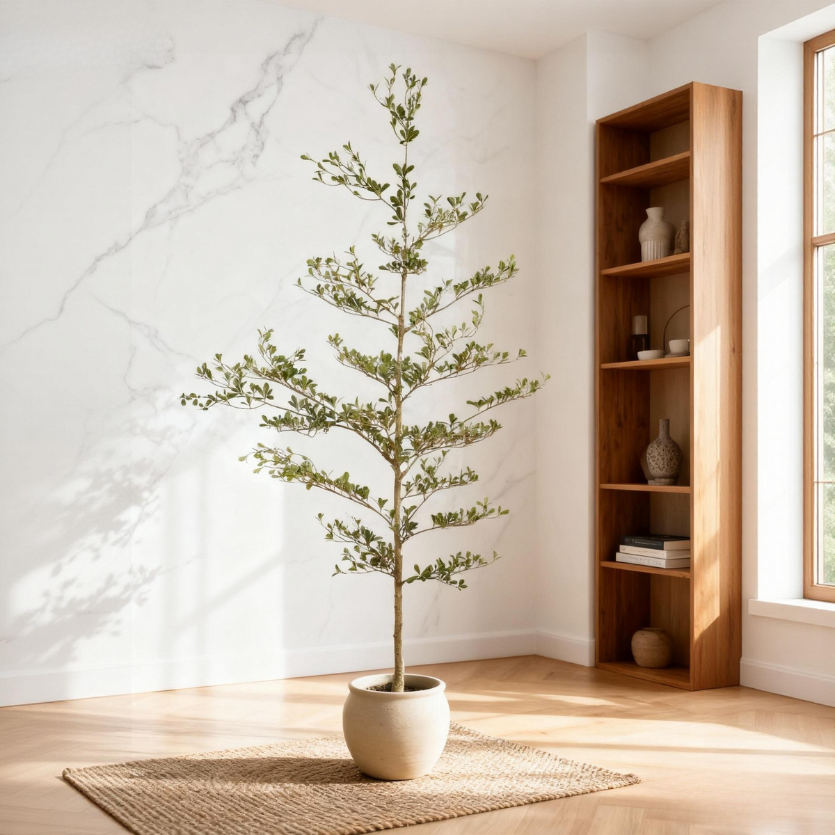 7 Ft Artificial Black Olive Tree with Black Pot, Realistic Tall Faux Plant for Living Room Corner Decor