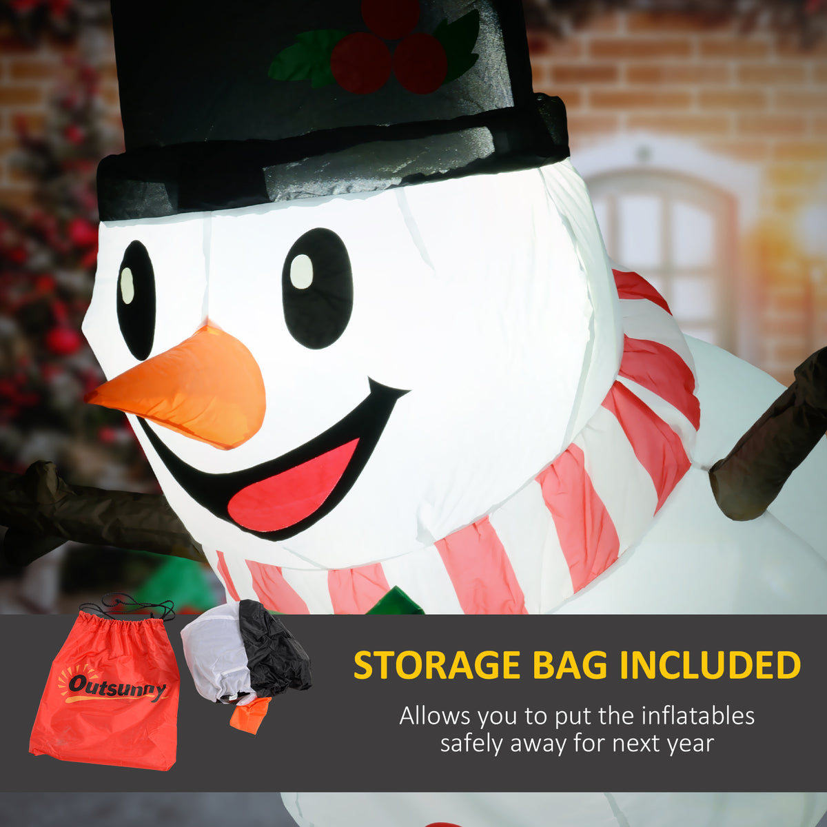 Inflatable Hanging Snowman With LED Lights, 3.4 ft Lighted Christmas Yard Decoration for Indoor and Outdoor Display