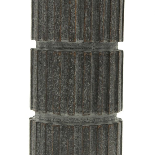 Wooden Pillar Candle Holder, Carved Ribbed Centerpiece Candle Stand, 4 x 12 in.