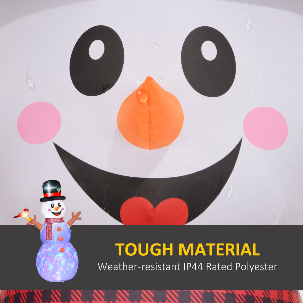 Inflatable Snowman Christmas Decoration, 7.9 Ft Lighted Yard Display With Rotating Color LED Lights, Top Hat, Scarf and Cardinal