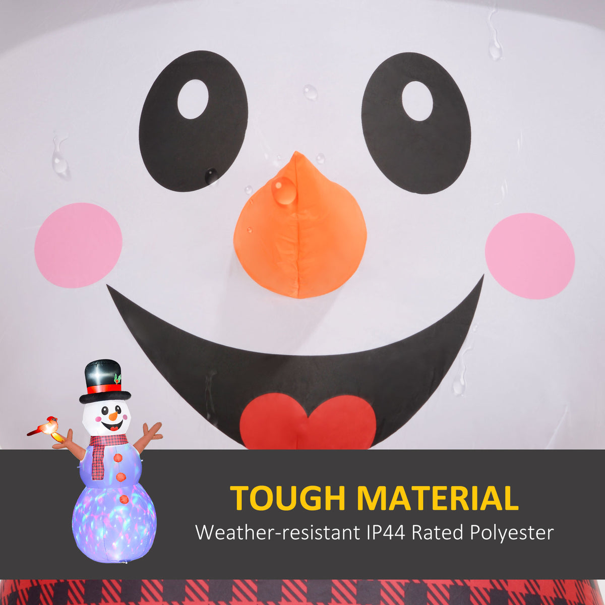 Inflatable Snowman Christmas Decoration, 7.9 Ft Lighted Yard Display With Rotating Color LED Lights, Top Hat, Scarf and Cardinal