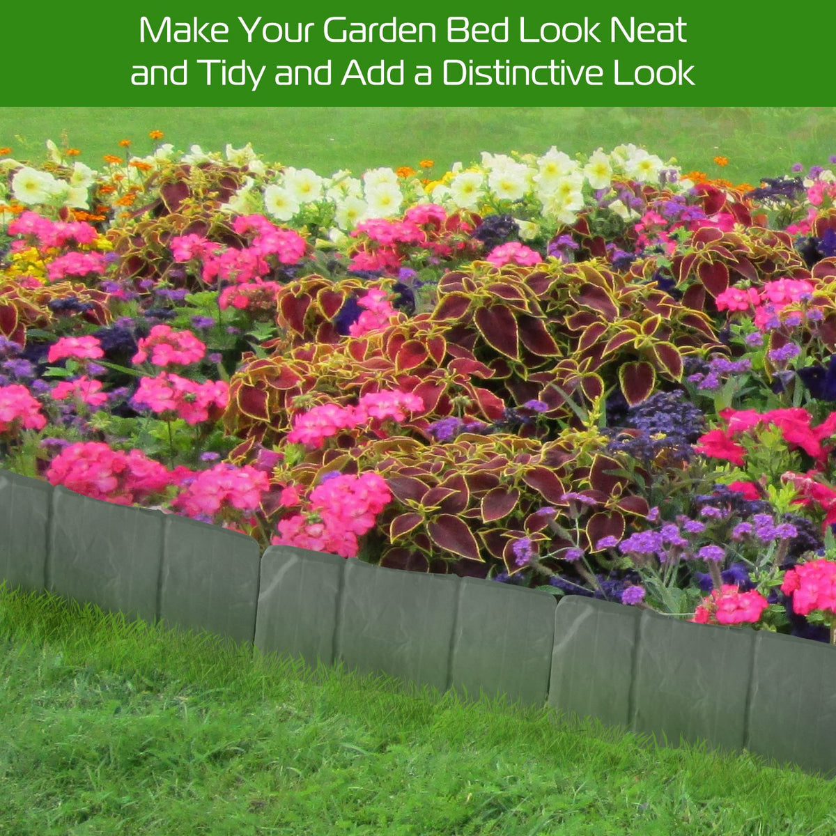 Garden Lawn Edging Border, 20 Pieces, Cobbled Stone Effect Plastic Landscape Border, 16 ft Total Length