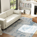 Area Rug 5x7 Machine Washable Non-Slip Blue Abstract Chenille Floor Carpet for Living Room, Bedroom and Dining Room