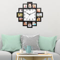 Photo Frame Wall Clock With 12 Picture Display Slots, Black ABS Collage Clock for Living Room, Bedroom, or Office, 15.35 In
