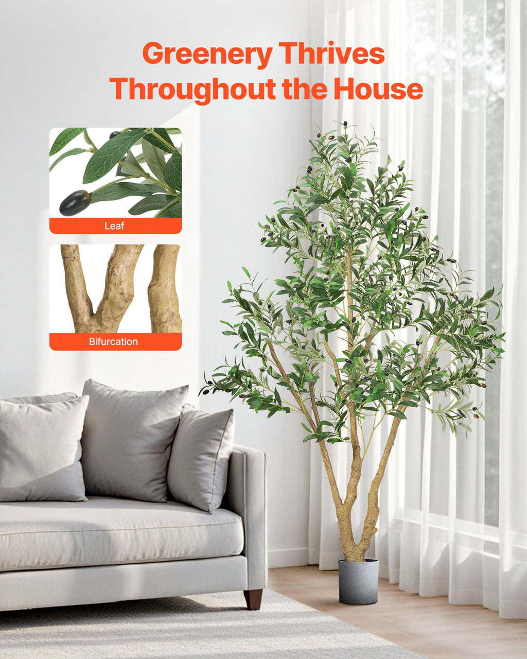 6 ft Artificial Olive Tree With Black Pot, Tall Faux Plant for Home and Office Decor, Green