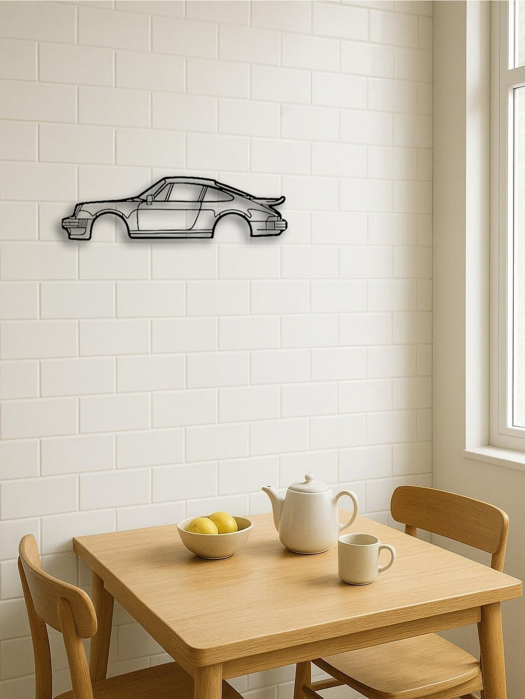 Sports Car Silhouette Metal Wall Art, Black Line Art Wall Sculpture for Garage, Office, and Living Room Decor