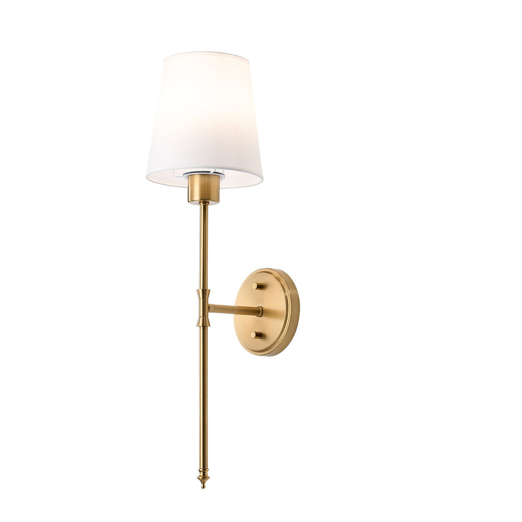 Battery Operated Wall Sconce Set of 2, Gold Wireless Wall Lights With Remote Control and White Shades