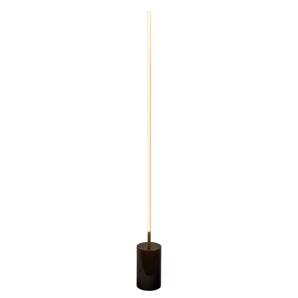 Modern LED Floor Lamp, 64 in. Brass Gold Tube With Faux Marble Base and Cord Switch