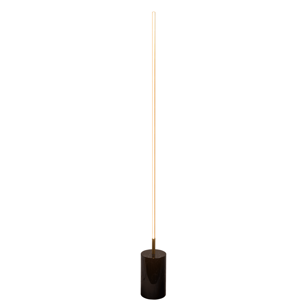 Modern LED Floor Lamp, 64 in. Brass Gold Tube With Faux Marble Base and Cord Switch