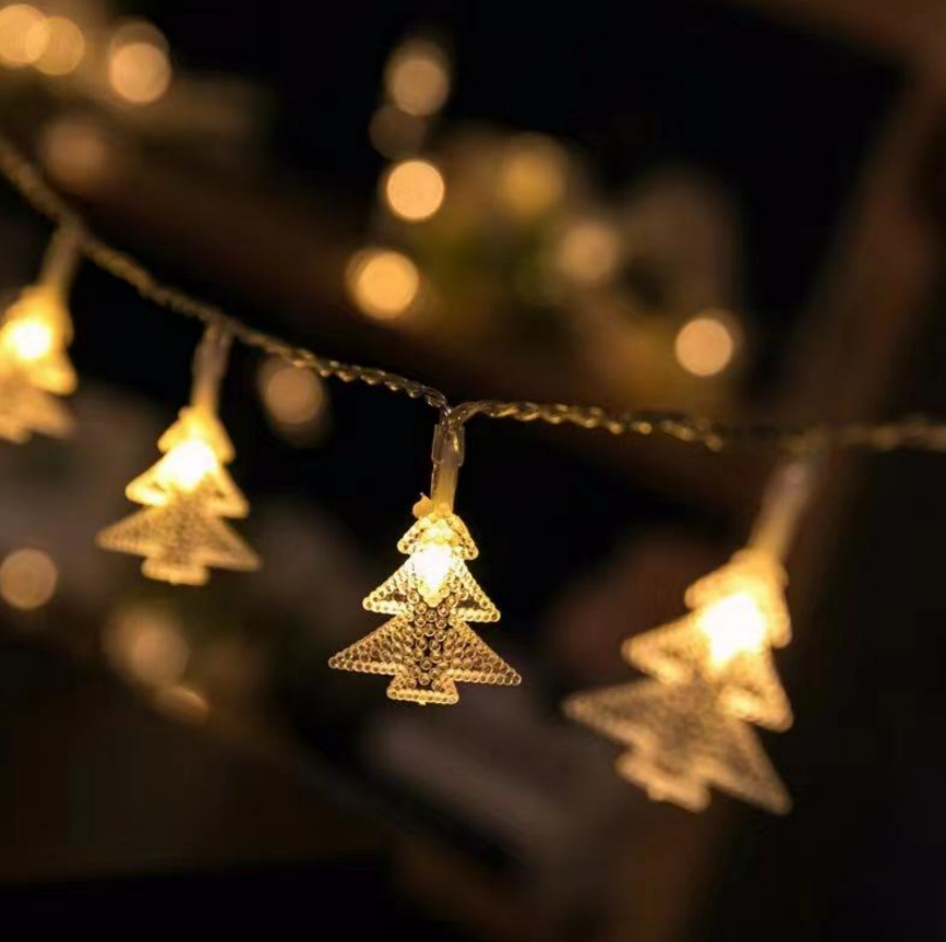 Christmas LED String Lights Set of 8, Battery Operated Fairy Lights in Assorted Shapes and Lengths