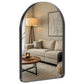 Arched Wall Mirror with Matte Metal Frame, Black or Gold, Modern Bathroom Vanity Mirror for Living Room and Entryway