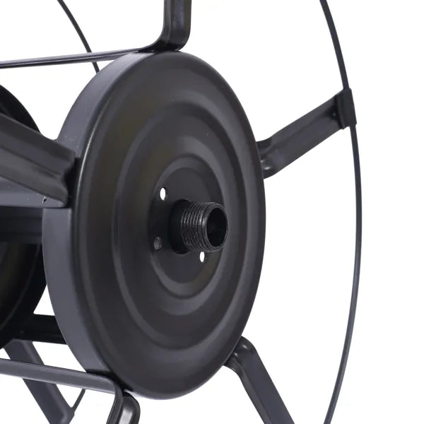 Wall Mount Garden Hose Reel With 180 Degree Swivel, Holds 82 Ft of 5/8 In Hose, Steel Hose Hanger With Quick Connectors