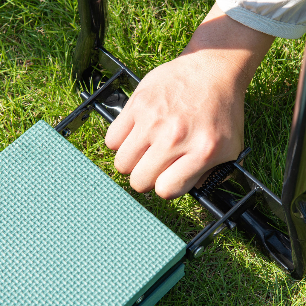 Folding Garden Kneeler and Seat Bench, Padded EVA Foam Pad with Steel Frame Handles, Green and Black