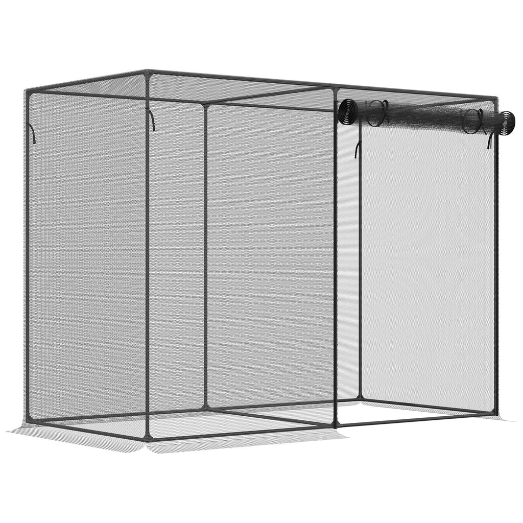 Crop Cage Plant Protector, 6 x 3 ft Walk-In Garden Netting Cover with Zippered Roll-Up Door, Steel Frame, Ground Stakes and Storage Bag, Black