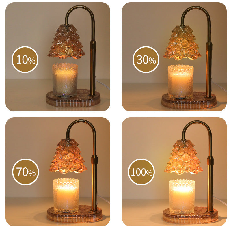 Candle Warmer Lamp with Timer and Dimmer, Adjustable Tree-Shaped Glass Shade Wax Melt Lamp for Jar Candles