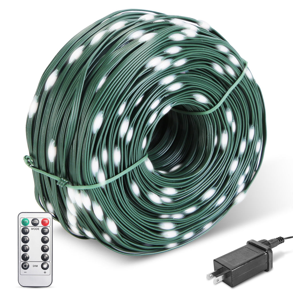 330 Ft String Lights with Remote, 1000 LED Outdoor Christmas Lights, 8 Modes, 8 Brightness Levels, Timer, Green Wire