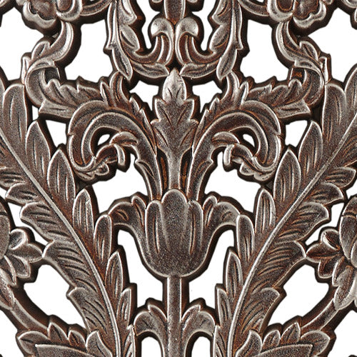 Distressed Carved Wood Wall Decor Set, 2 Piece Bronze Lotus Floral Panels, 15.75" x 31.5"