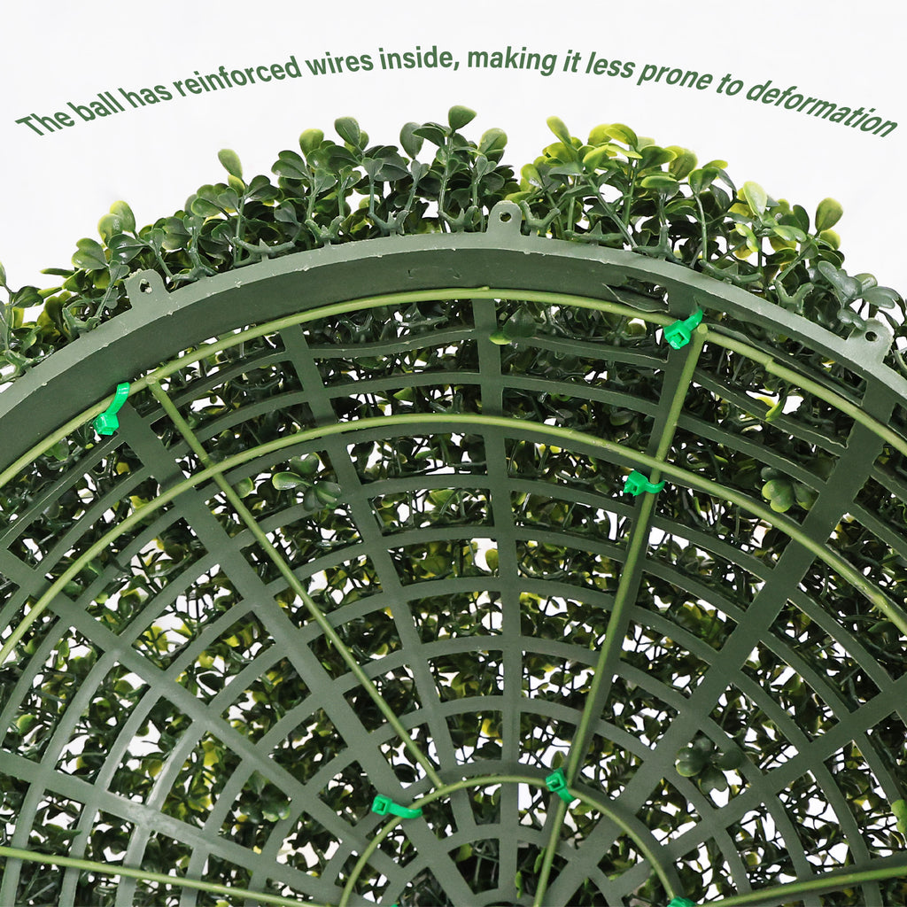 Artificial Topiary Balls 18.5 in Faux Boxwood Spheres, Set of 2, Green Outdoor Porch Patio Planter Decor