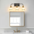 3-Light Bathroom Vanity Light, Black and Gold Wall Sconce With Clear Glass Shades, 23 in. Modern Industrial Fixture