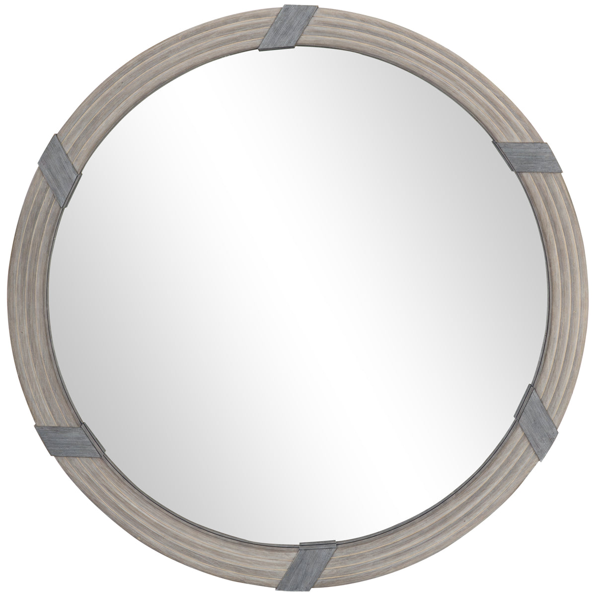 Round Wood Wall Mirror, 30.75" Farmhouse Decorative Mirror for Living Room, Bedroom, Hallway, Natural Wood Finish