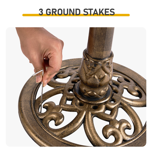 Antique Bronze Bird Bath With Solar Fountain, Resin Pedestal Birdbath With Shell Edge, 50x36x81 cm