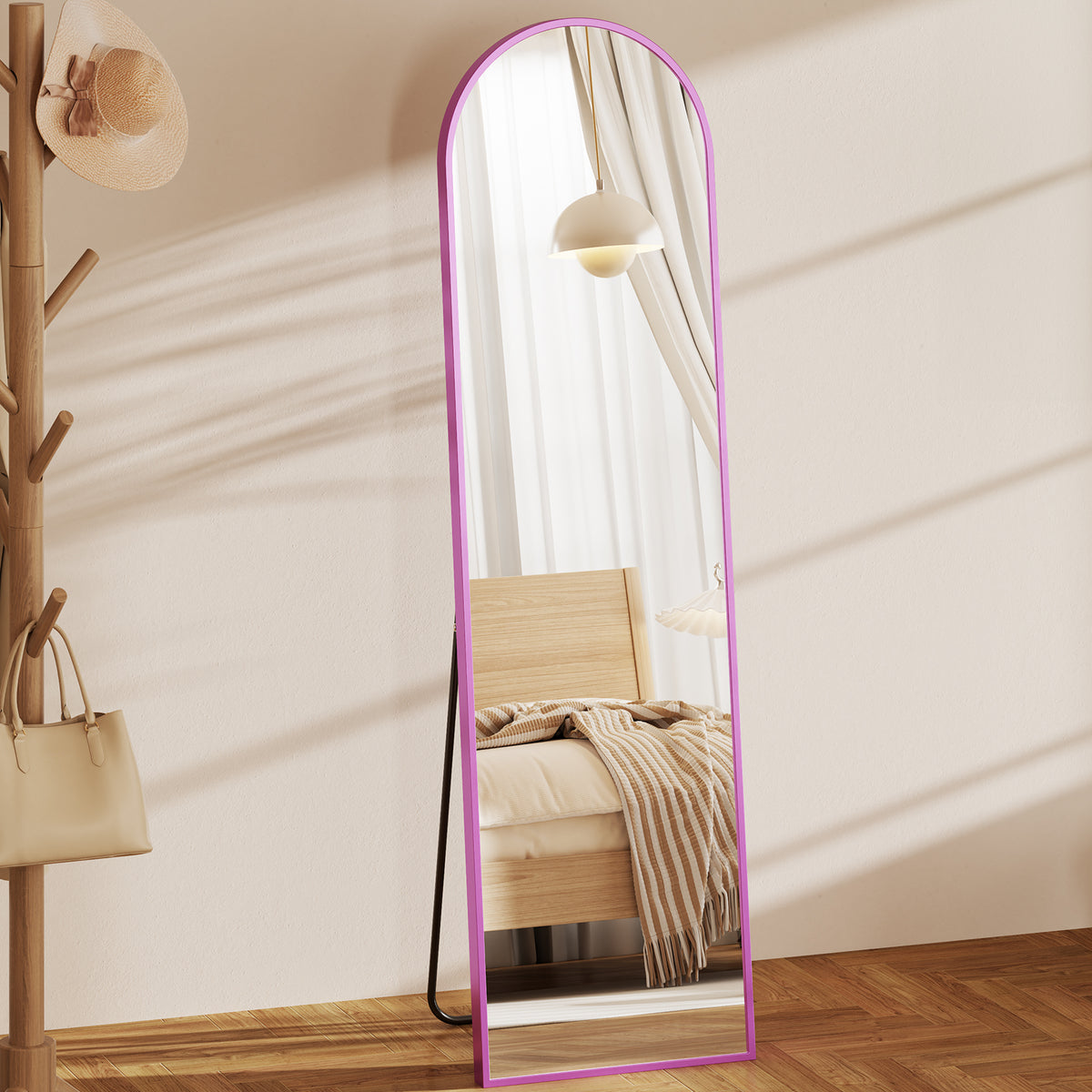 Arched Full Length Mirror, 59" x 16" Aluminum Frame Floor Standing Mirror for Bedroom, Hanging or Leaning