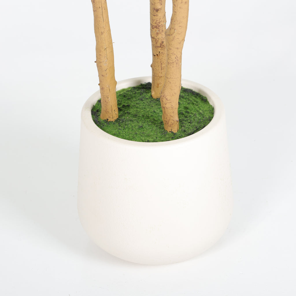 Artificial Fiddle Leaf Fig Tree 5.2 FT With White Pot, Faux Indoor Plant for Living Room, Office and Home Corner Decor