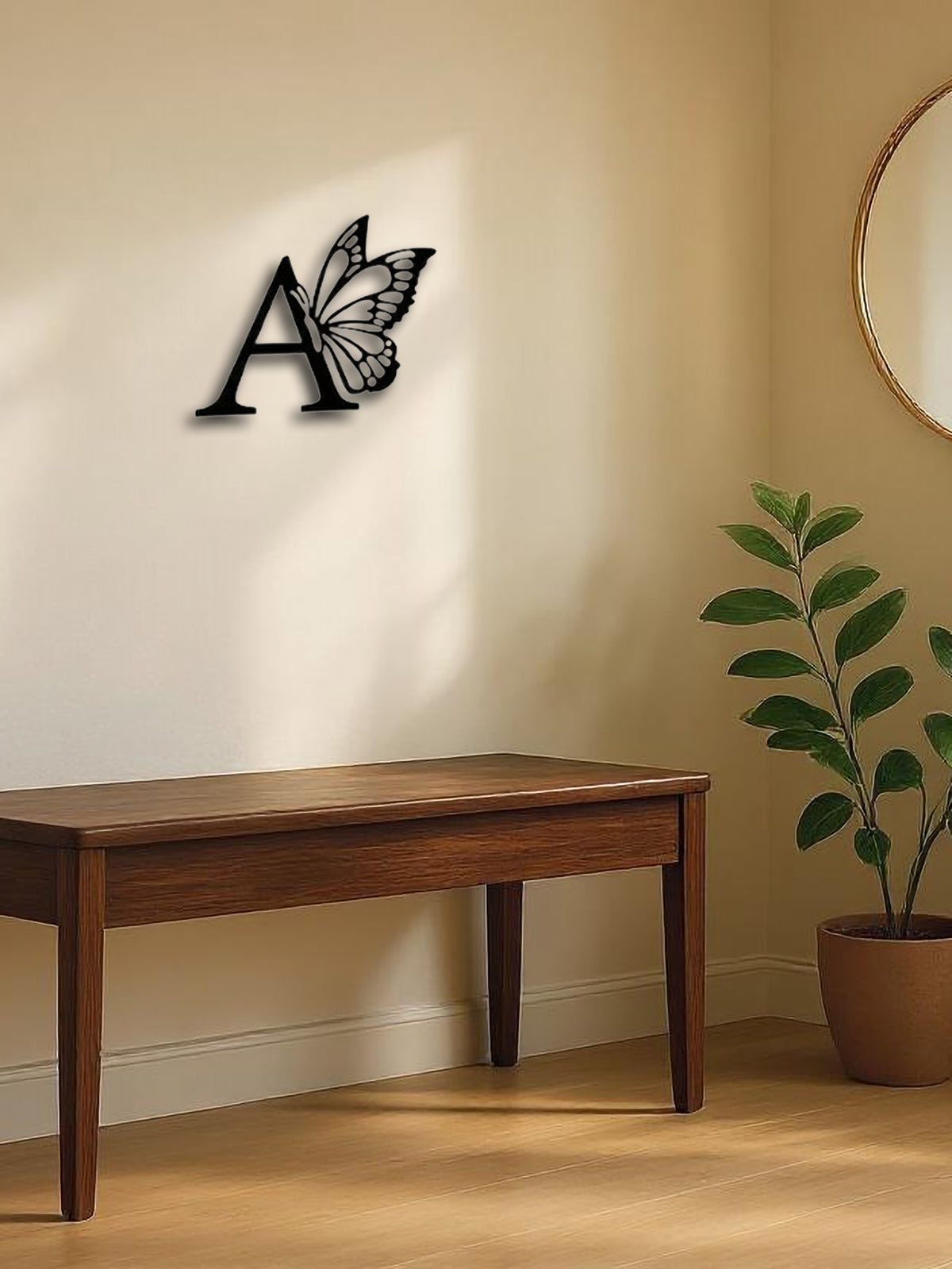 Butterfly Monogram Metal Wall Art Sign, Black Letter Wall Decor for Bedroom, Entryway and Nursery