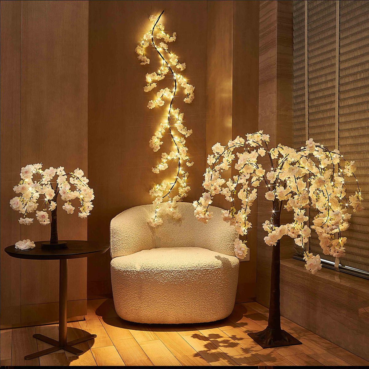 Lighted Cherry Blossom Tree, 18-Inch LED Tabletop Blossom Light with 40 Warm White Lights, Pink or White