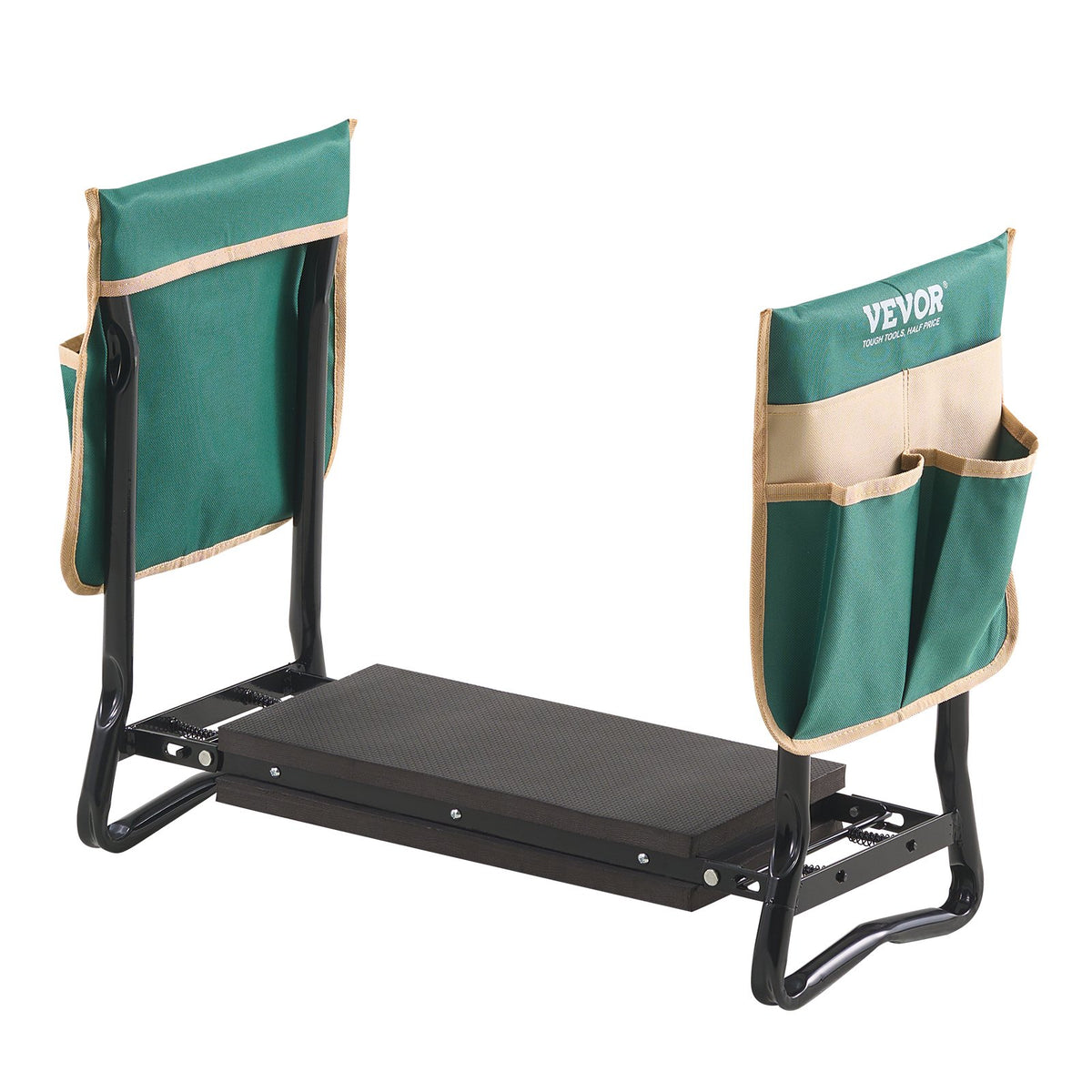Folding Garden Kneeler and Seat With EVA Pad and Tool Pouches, Heavy Duty Metal Garden Bench Stool