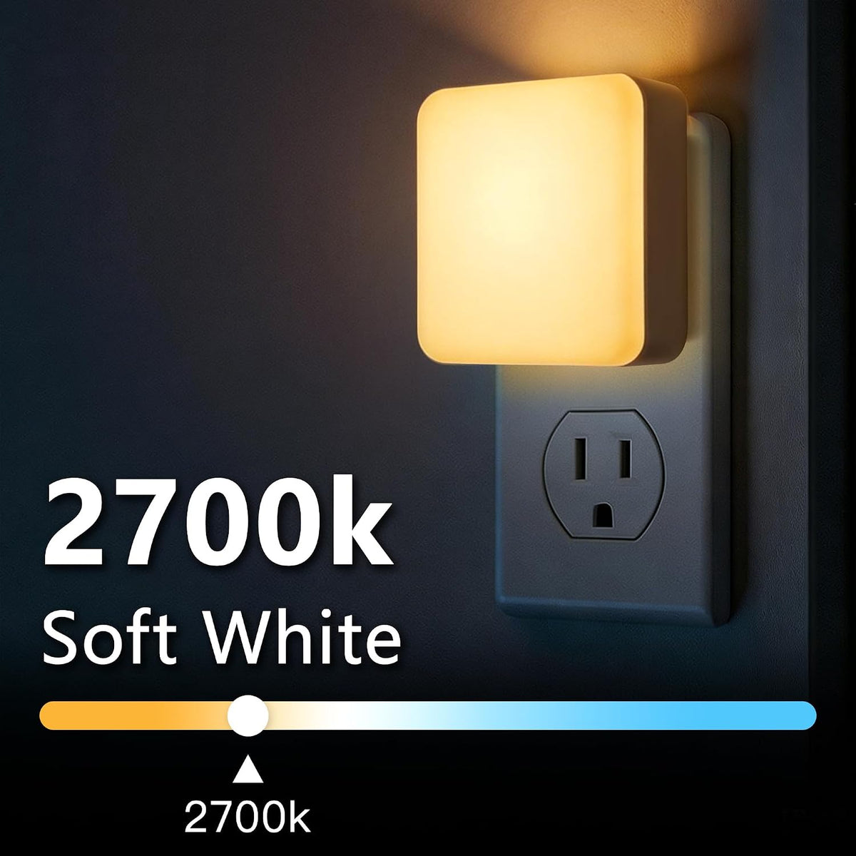 Dusk to Dawn Plug-In LED Night Light, 2 Pack, Soft White 2700K Auto On/Off Sensor for Bedroom, Nursery, and Hallway