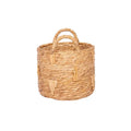Round Bulrush Basket Planter With Handles, 12 Inch Handwoven Natural Woven Plant Basket