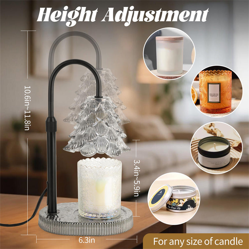 Candle Warmer Lamp with Timer and Dimmer, Adjustable Tree-Shaped Glass Shade Wax Melt Lamp for Jar Candles